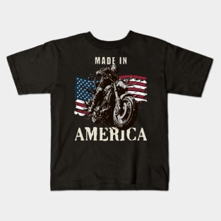 Motorcycle Made In America for American racing fans Mechanic Motorcycle Lover Enthusiast Gift Idea Kids T-Shirt